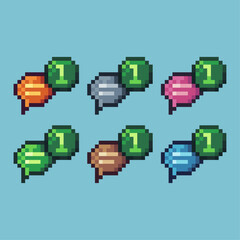 Leinwandbilder - Pixel art sets icon of chat notif variation color. chatting icon on pixelated style. 8bits perfect for game asset or design asset element for your game design. Simple pixel art icon asset.