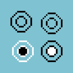Poster - Pixel art outline sets icon of circle variation color. circle icon on pixelated style. 8bits perfect for game asset or design asset element for your game design. Simple pixel art icon asset.