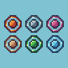 Poster - Pixel art sets icon of circle variation color. circle icon on pixelated style. 8bits perfect for game asset or design asset element for your game design. Simple pixel art icon asset.