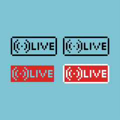 Leinwandbilder - Pixel art outline sets icon of live button variation color. live icon on pixelated style. 8bits perfect for game asset or design asset element for your game design. Simple pixel art icon asset.