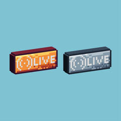 Fototapete - Isometric Pixel art 3d of live button icon for items asset. Live icon on pixelated style.8bits perfect for game asset or design asset element for your game design asset.