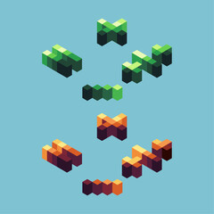 Poster - Isometric Pixel art 3d of mathematic icon for items asset. Math icon on pixelated style.8bits perfect for game asset or design asset element for your game design asset.