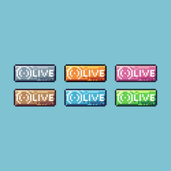 Poster - Pixel art sets icon of live button variation color. live icon on pixelated style. 8bits perfect for game asset or design asset element for your game design. Simple pixel art icon asset.