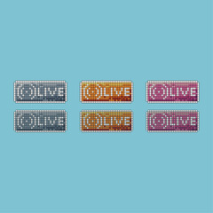 Poster - Pixel art stroke sets icon of live button variation color. live icon on pixelated style. 8bits perfect for game asset or design asset element for your game design. Simple pixel art icon asset.