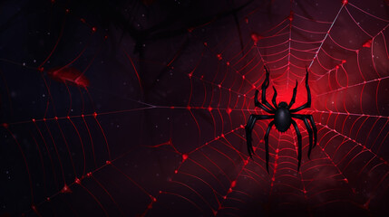 spider web blue and red background generated with ai