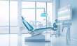 © trompinex - Dental chair and medical diagnostic machines in hospital. Preventive examination of medical dentistry by a doctor.