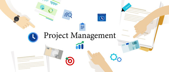 Poster - project management teamwork planning setting tasks and target team communicate
