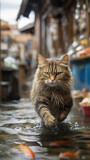Fototapeta Uliczki - cat in the water