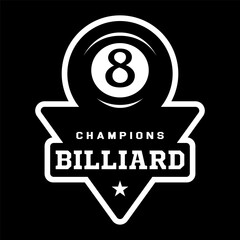 Wall Mural - Billiard logo. Black ball color with the number eight. 8. Pool game. Snooker.