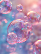 Beautiful bubbles in pink blue iridescent color. For abstract aesthetics background
