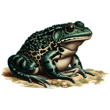 Vintage Lithography Of African Bullfrog Or Giant Pyxie