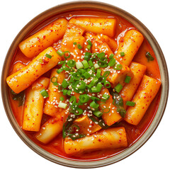 A bowl of Tteokbokki Spicy Korean Rice Cakes