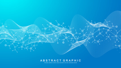 Poster - DNA Abstract Background with Deoxyribonucleic Acid Structure and Cell Molecules For Science Research and Gene genetic, Healthcare, and Medicine Design