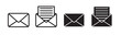 Email address  icon set. open and close newsletter envelope vector symbol. post message letter sign. mailbox or inbox Ui button. 