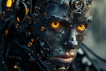 Poster - A cyber looking man with yellow eyes
