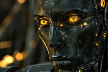 Poster - A cyber looking man with yellow eyes