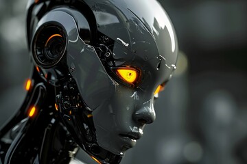 Poster - A female robot with yellow eyes
