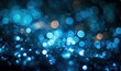 Blue bokeh, raining light, blurry lights, blurry background, blue confettis on a black background, underwater, night lights, city lights, haze, depth of field, round bokeh, circle, Generative AI 