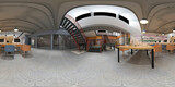 Fototapeta  - 360 degrees working space, office interior 3d render