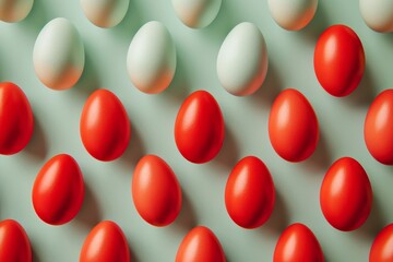 Canvas Print - Abstract pattern with red eggs on a background