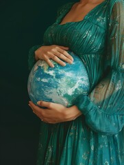 Earth day background poster, Mother earth wallpaper, Ecology concept art, go green, eco system, planet, pregnant