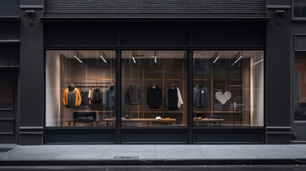 Wall Mural - Clothing shop with glass windows, shop colors black and white