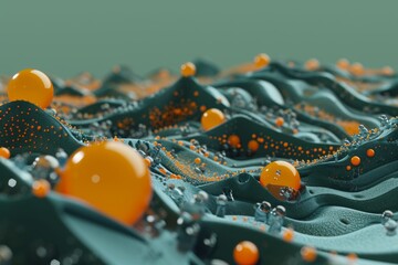 Poster - An artificial landscape with colourful drops and small bubbles