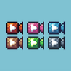 Poster - Pixel art sets icon of  camera icon variation color.camera play icon on pixelated style. 8bits perfect for game asset or design asset element for your game design. Simple pixel art icon asset.
