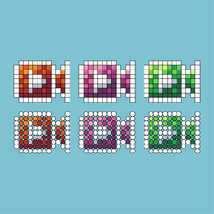 Poster - Pixel art stroke sets icon of  camera icon variation color.camera play icon on pixelated style. 8bits perfect for game asset or design asset element for your game design. Simple pixel art icon asset.