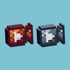 Poster - Isometric Pixel art 3d of camera icon for items asset.camera play icon on pixelated style.8bits perfect for game asset or design asset element for your game design asset.