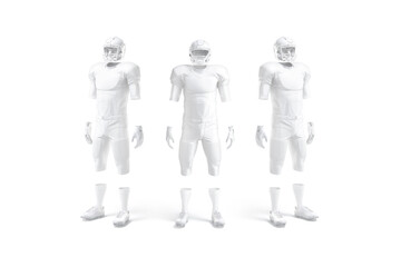 Wall Mural - Blank white american football uniform mockup, front and side view