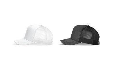 Canvas Print - Blank white trucker hat mockup, profile view