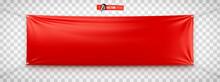 Vector Realistic Illustration Of A Red Advertising Banner On A Transparent Background.