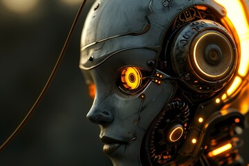 Poster - An image of a robot with yellow eyes