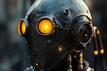 Poster - An image of a robot with yellow eyes