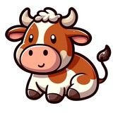 Fototapeta Pokój dzieciecy - Sticker with the image of a cartoon fun cow