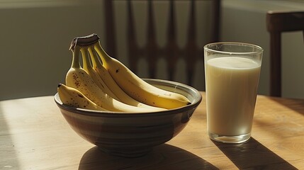 Wall Mural - .Refreshing banana juice served with fresh bananas, perfect for a nutritious treat.