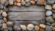 Frame made of stones with a wood background