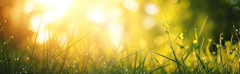 Canvas Print - In the summer, the sun's golden rays gently embrace the verdant grass, creating a tranquil scene.