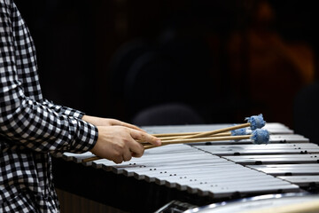 Wall Mural -  Hands of a musician playing a vibraphone