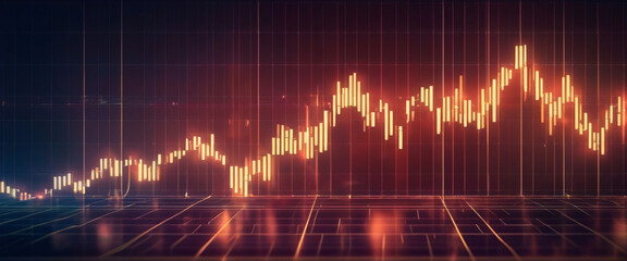 Futuristic raise arrow chart digital transformation abstract technology background. Big data and business growth currency stock and investment economy