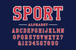 A traditional style of sports or university lettering with 3d embroidery effects