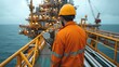 © visoot - A petroleum engineer inspecting an oil rig. Generative AI.