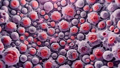 Aufkleber - Microscopic View of Cancer Cells Amidst Healthy Tissue