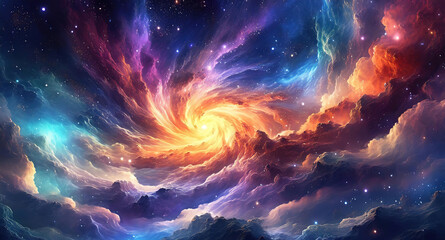 Wall Mural - awesome space background with stardust and shining stars realistic colorful cosmos