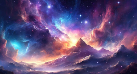 Wall Mural - superb watercolor galaxy background