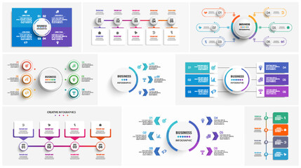 Wall Mural - collection of business infographic design template with options, steps or processes. can be used for