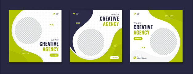 Wall Mural - Modern business social media post template, editable square post bundle, set of minimal corporate online carousel