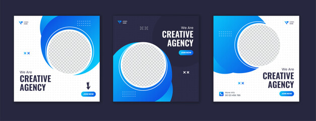 Wall Mural - Modern business social media post template, editable square post bundle, set of minimal corporate online carousel