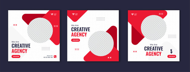 Wall Mural - Modern business social media post template, editable square post bundle, set of minimal corporate online carousel
